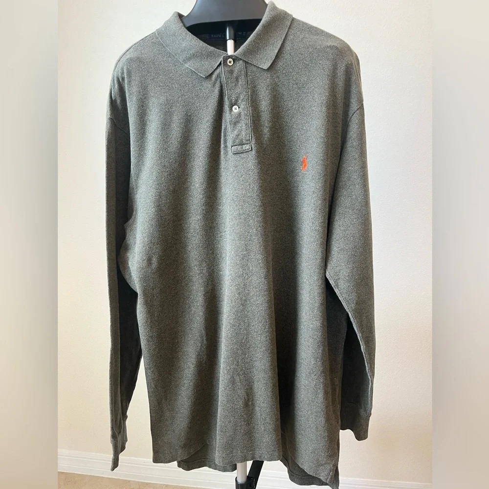 Polo Ralph Lauren shirt light sweater mens 2XLT mottled Brown long-sleeve cotton